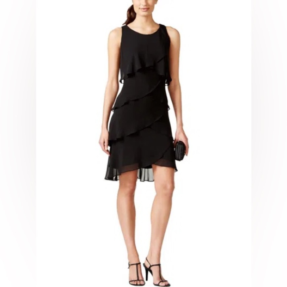 SLNY Tiered Chiffon Dress